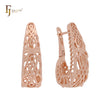 Rounded Filigree wires Rose Gold Russian Lock Earrings