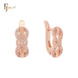 Infinity eternity halo paved white CZs geometric Rose Gold Russian Lock Earrings