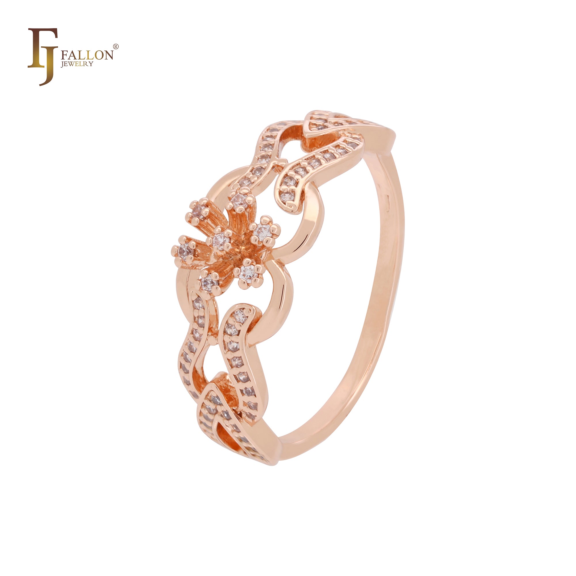 Cluster weiße CZs Tropfen Blume Rose Gold Mode Ringe