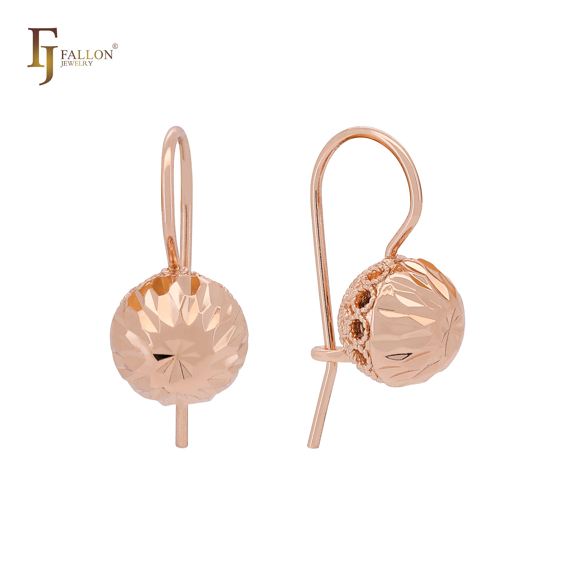 Rhombus textured Lantern Wire Hook Rose Gold Earrings