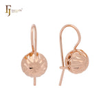 Rhombus textured Lantern Wire Hook Rose Gold Earrings