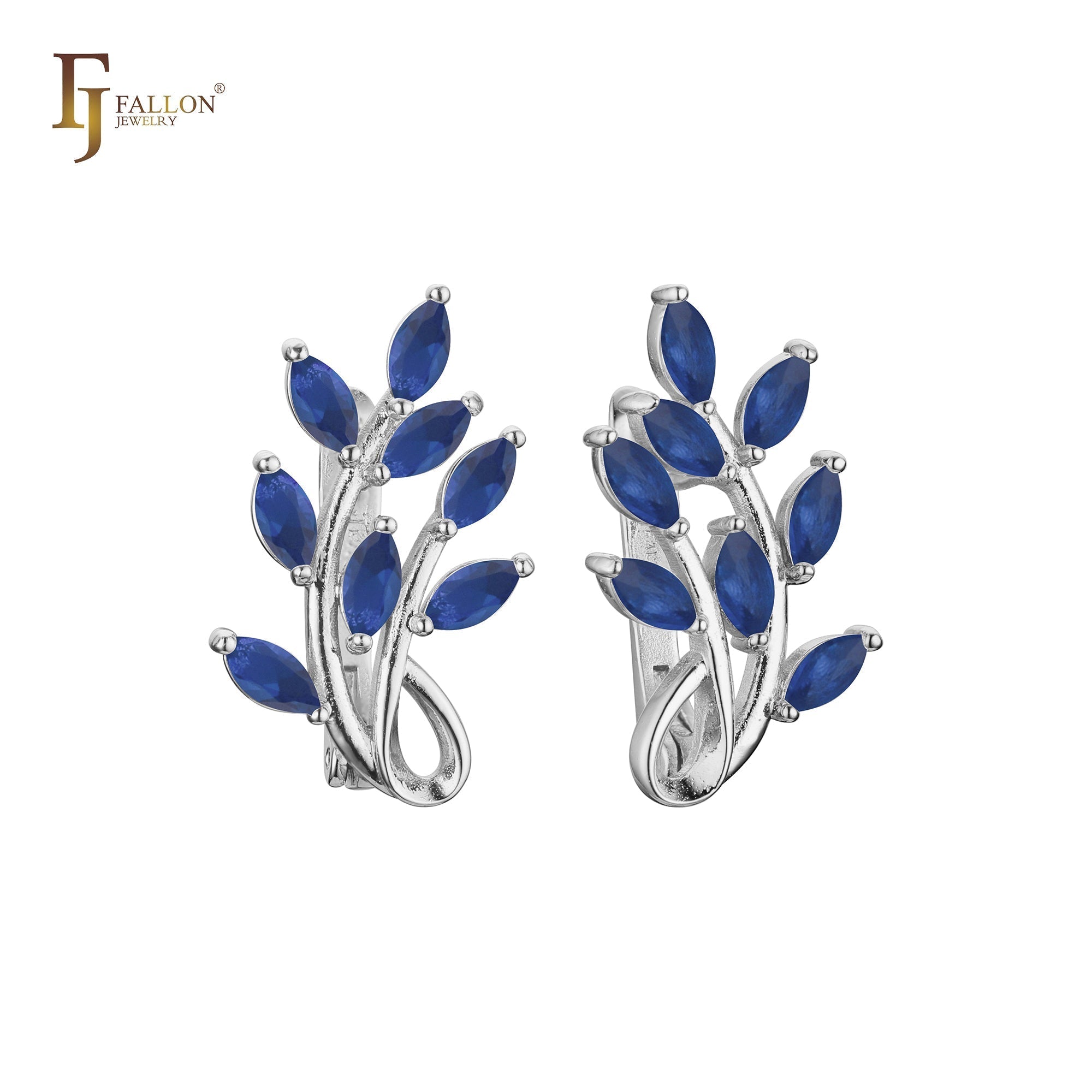 Pendientes de oro rosa con circonitas cúbicas y flores en racimo ascendente