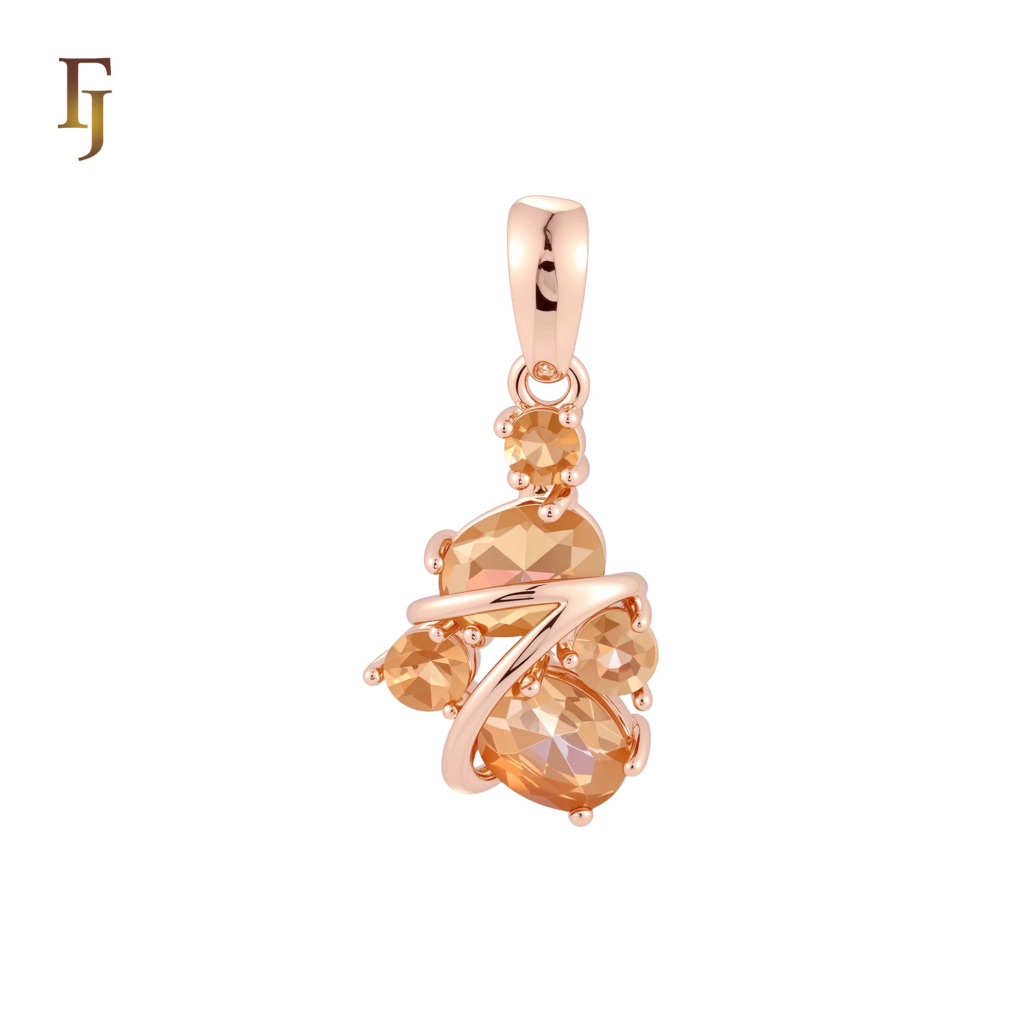 🔥 Colorful cluster CZs stones Rose Gold Pendant