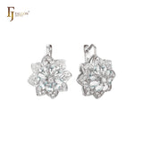 Cluster-Ohrringe mit Sonnenblumenbl¨¹ten in den Farben 14 Karat Gold, Wei?gold und Ros¨¦gold