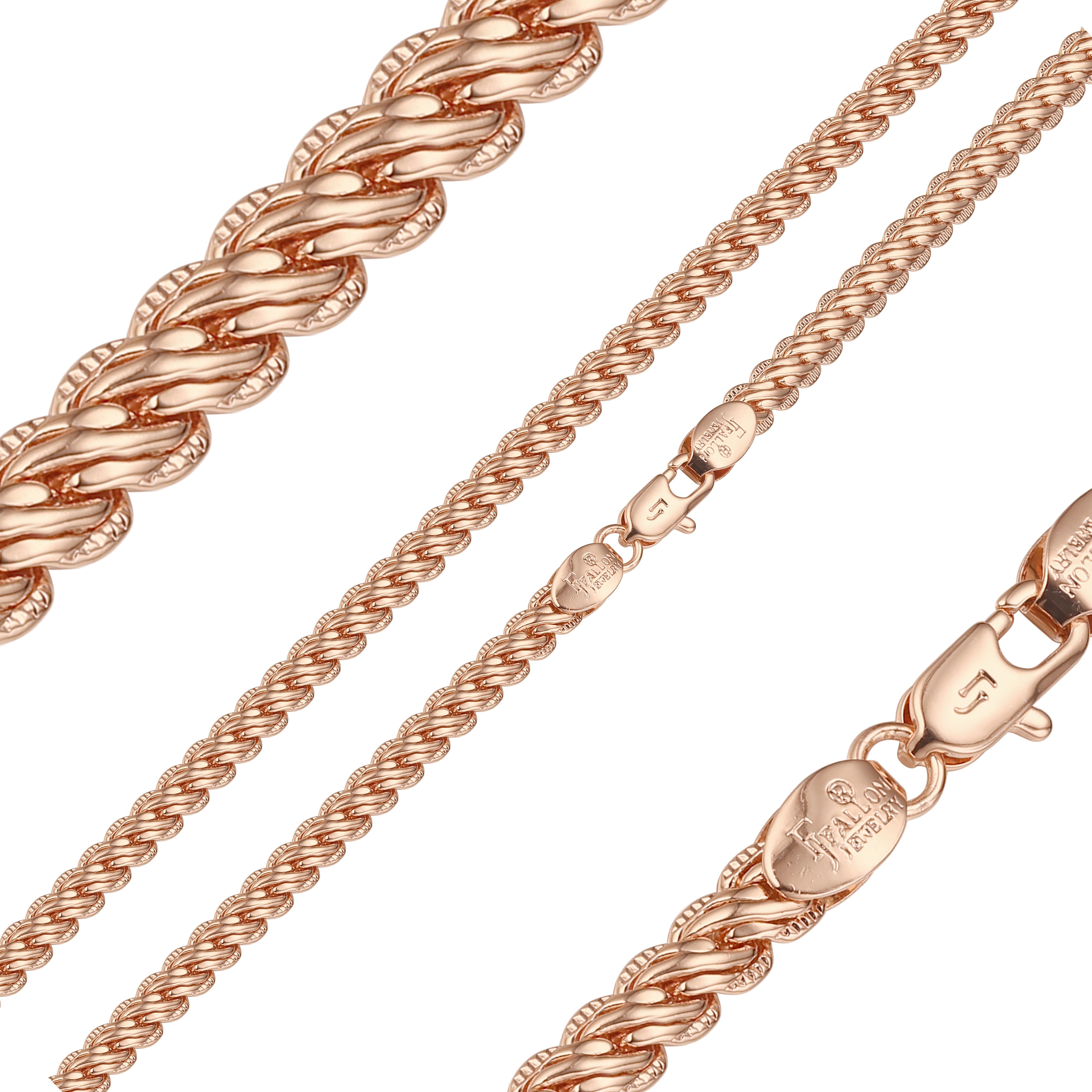 Correntes compactas de trigo Spiga de elo chique banhadas em ouro 14K