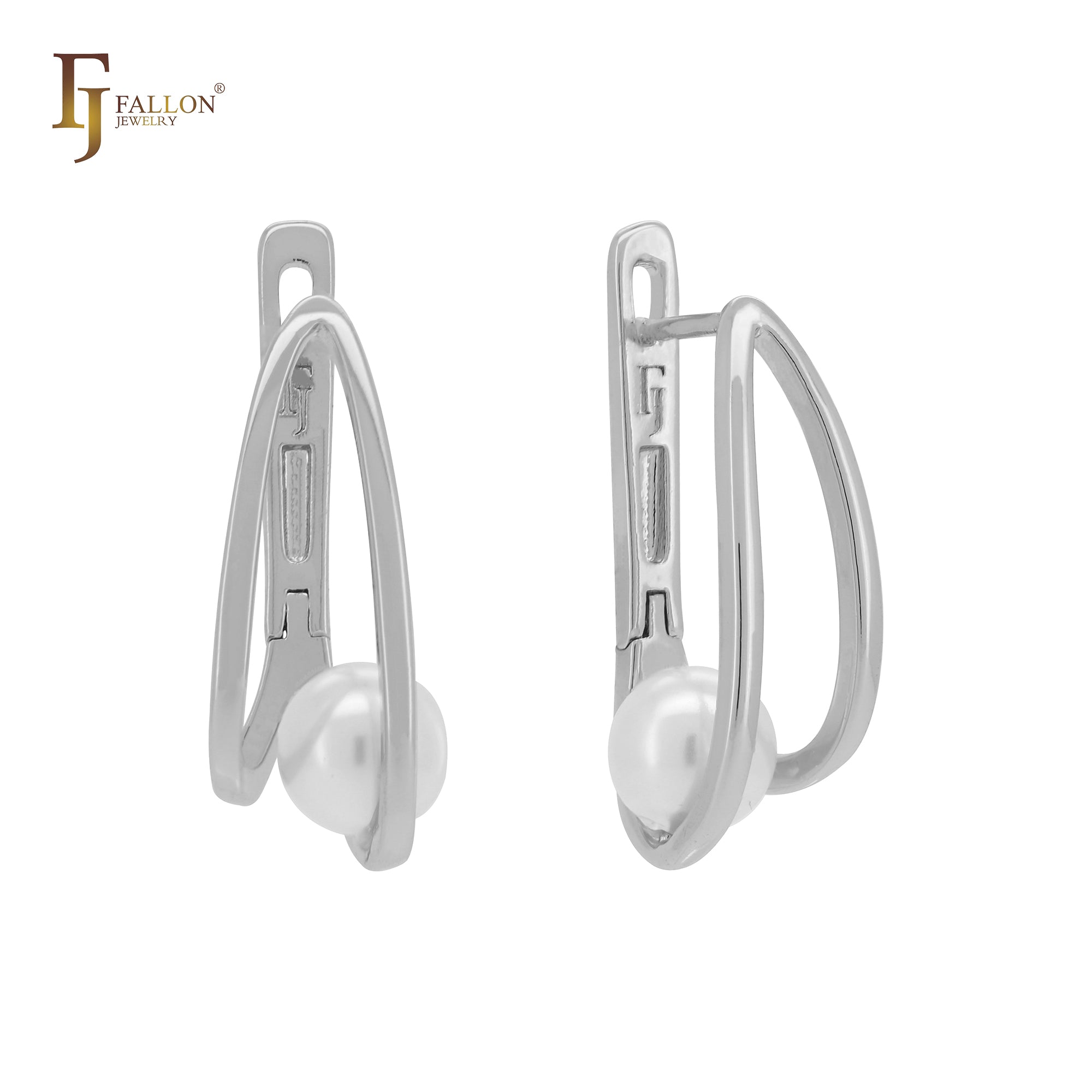 Single Pearl lifted up 14K Gold, Rose Gold Russian Lock Earrings