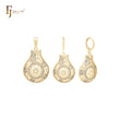 Conjunto de joias de ouro 14K com pingente em formato de garrafa de zircônias cúbicas brancas
