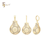 Conjunto de joias de ouro 14K com pingente em formato de garrafa de zircônias cúbicas brancas