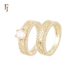 Solitaire white CZs Greek Key Double bands of white CZs 14K Gold, Rose Gold Wedding Set Rings