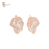 Overlapping rose petals Rose Gold two tone Russian Lock Earrings