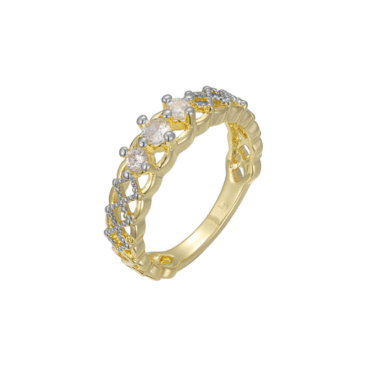 Side stone rings in 18K Gold, 14K Gold, Rose Gold, two tone plating colors