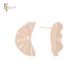 Half leave shaped 14K Gold, Rose Gold, White Gold Stud Earrings