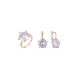 Conjunto de joias de anéis solitários grandes e gigantes minimalistas banhados em cores Rose Gold
