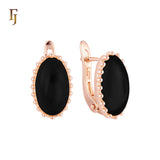Colorful Cabochon stone Rose Gold Russian Lock Earrings