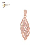 Marquise-Anhänger aus 14 Karat Gold und Roségold mit gedrehtem, komplexem Filigrandesign