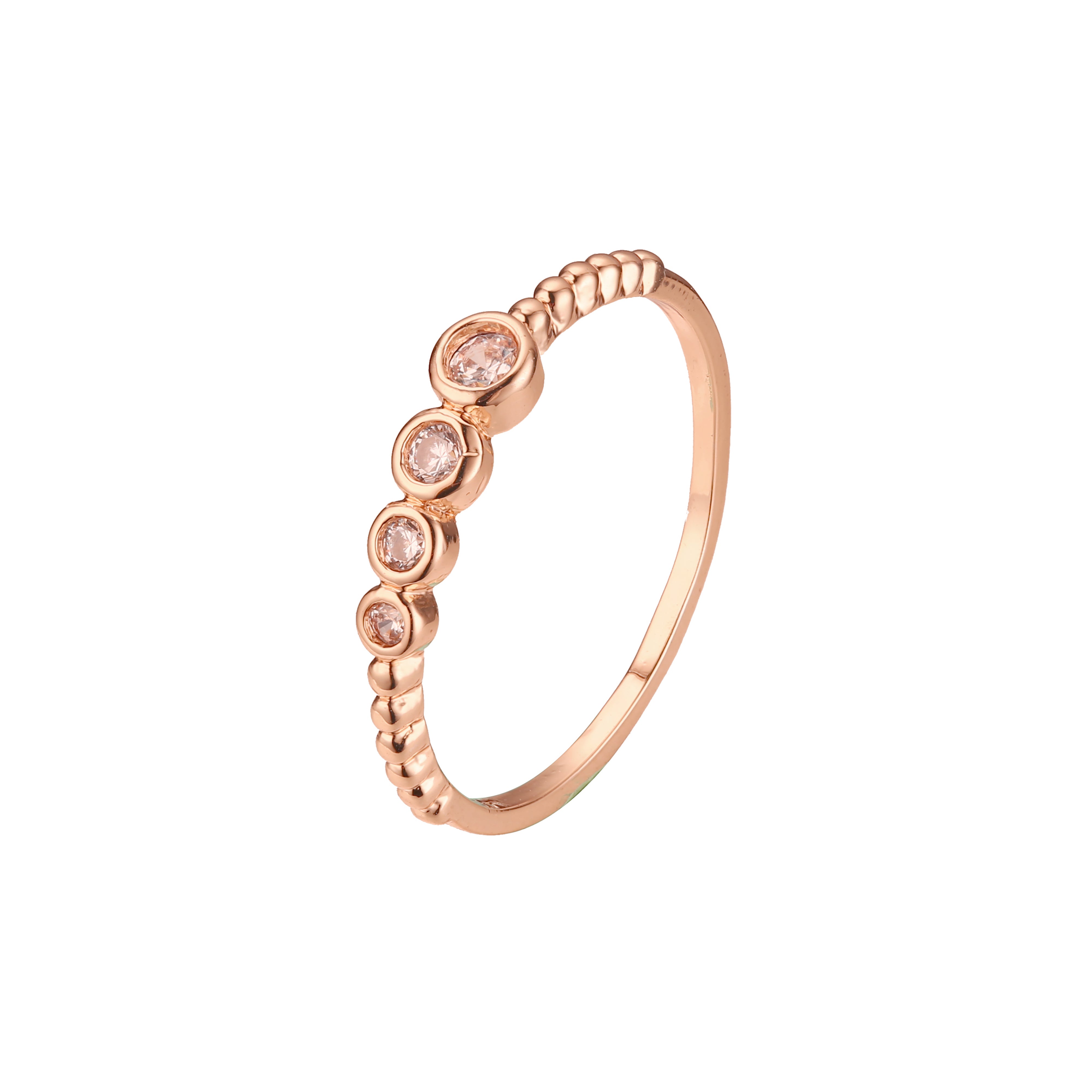 Quatro anéis de pedras em ouro 14K, cores banhadas a ouro rosa