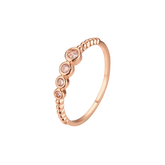 Four stones rings in 14K Gold, Rose Gold plating colors