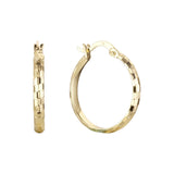 Brincos de argola retangular texturizados em ouro 14K bicolor, ouro rosa