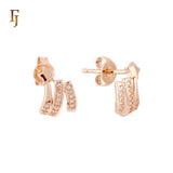 Star of rows of white CZs 14K Gold Stud Earrings