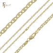 Mariner link 弧形锤打链条，镀 14K 金、玫瑰金，两种色调
