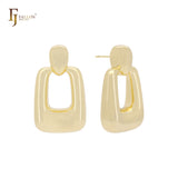 Pendientes de botón con forma de candado y péndulo cuadrado en oro de 14 quilates, oro rosa y oro blanco