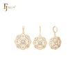 Achteckige Schneeflocke mit weißem Zirkonia-Cluster, 14 Karat Gold, Schmuckset mit Anhänger