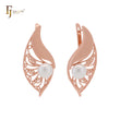 Great leaves of filigree with Pearl Rose Gold Russian Lock Earrings