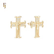 Christian Catholic Crucifix Cross 14K Gold Stud Earrings