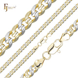 Cadenas con doble ranura central de eslabones cubanos estilo clásico de Miami chapadas en oro de 14 quilates, oro rosa, dos tonos