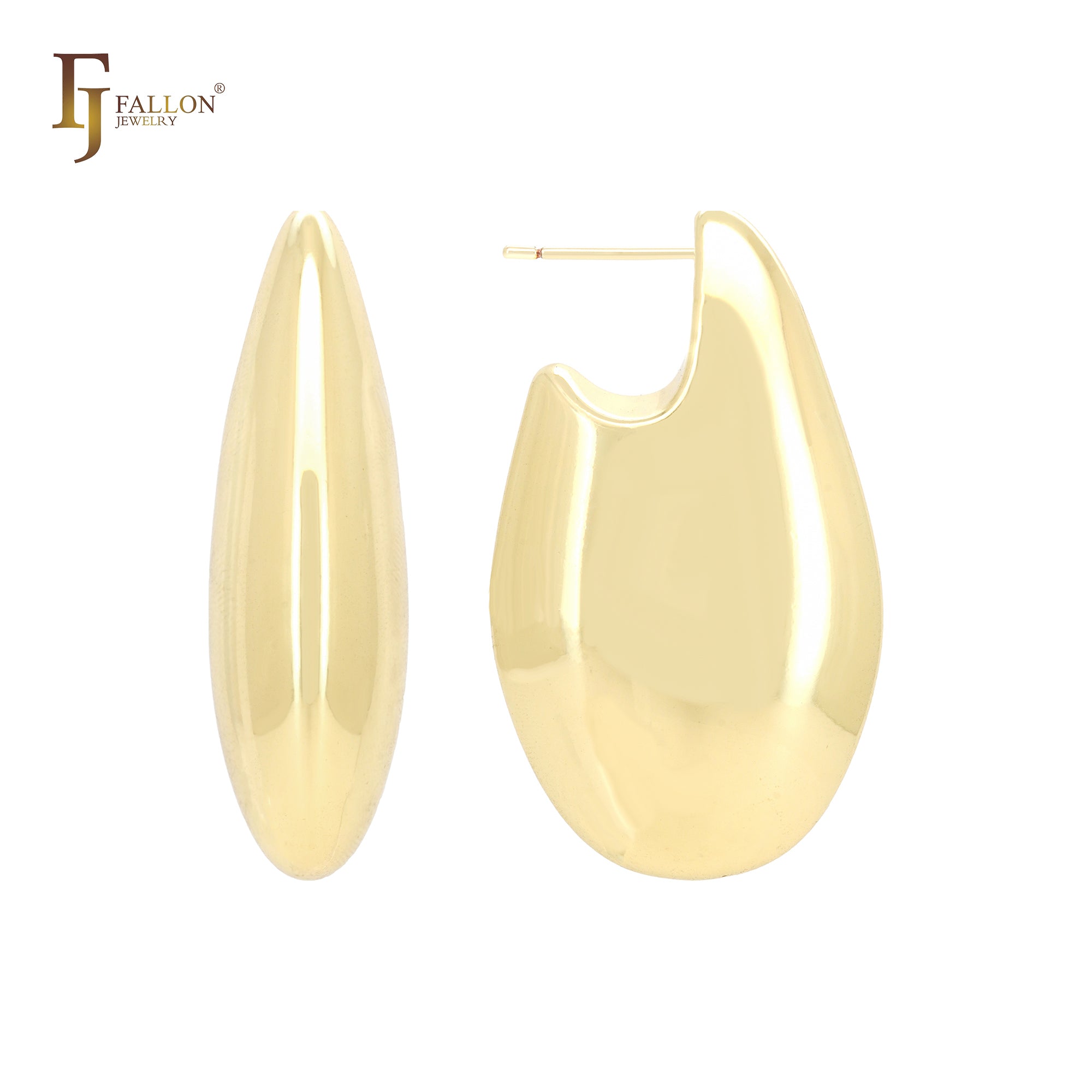 Brincos altos de pino geométricos brilhantes com entalhe em pêndulo em ouro 14K, ouro rosa e ouro branco