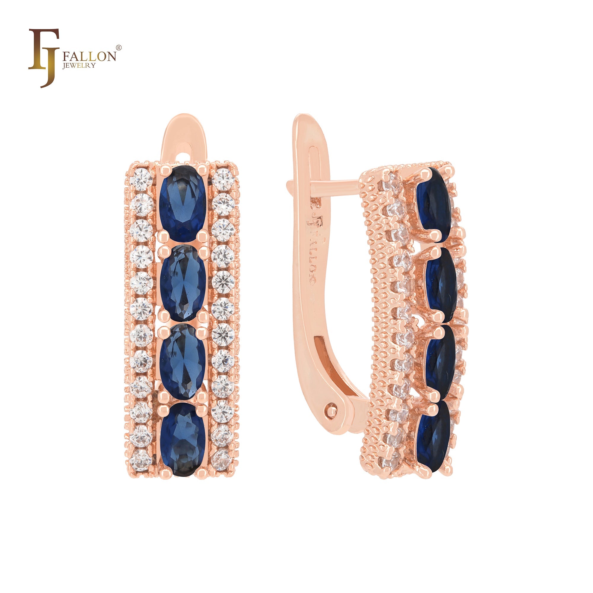 Grand cluster luxurious white CZs 14K Gold, Rose Gold Russian Lock Earrings