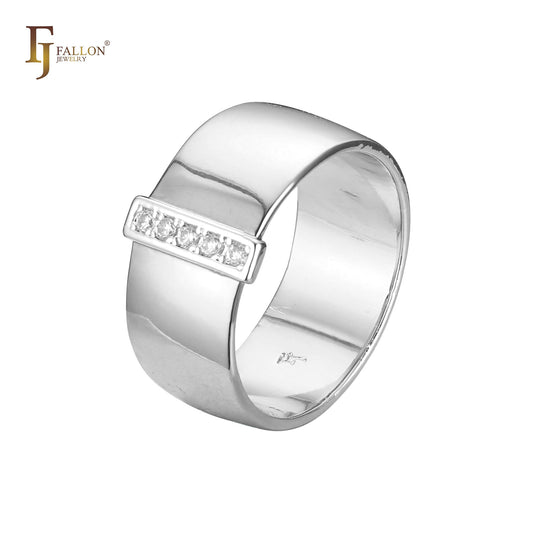 Rose Gold two tone wide five stones rings