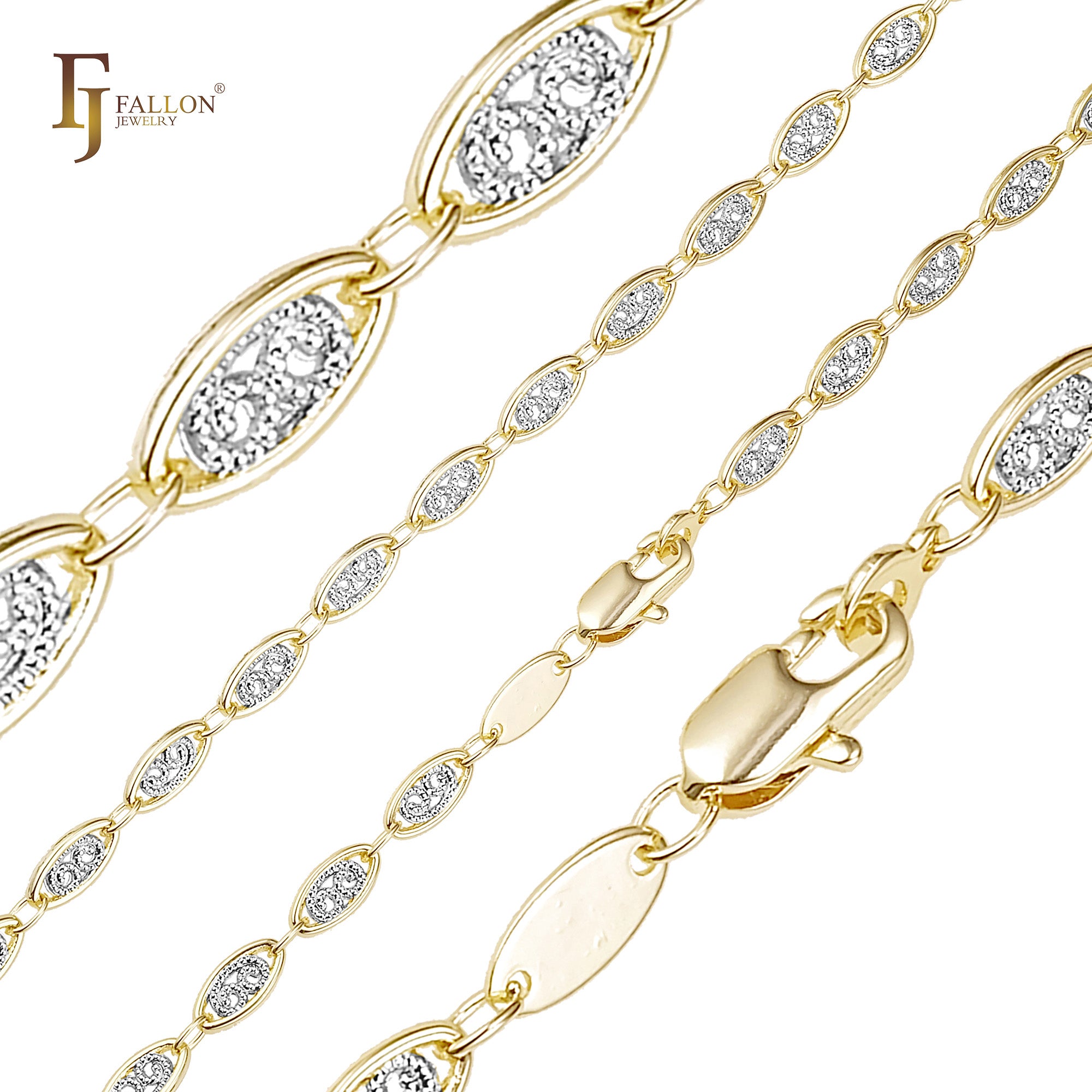 Cloud Fancy 14K 金、玫瑰金、双色椭圆形链条