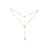 Italian Virgin of Guadalupe Catholic Rosary Necklace (Faceted Disco Beads) plated in 14K Gold, 14K Gold two tone