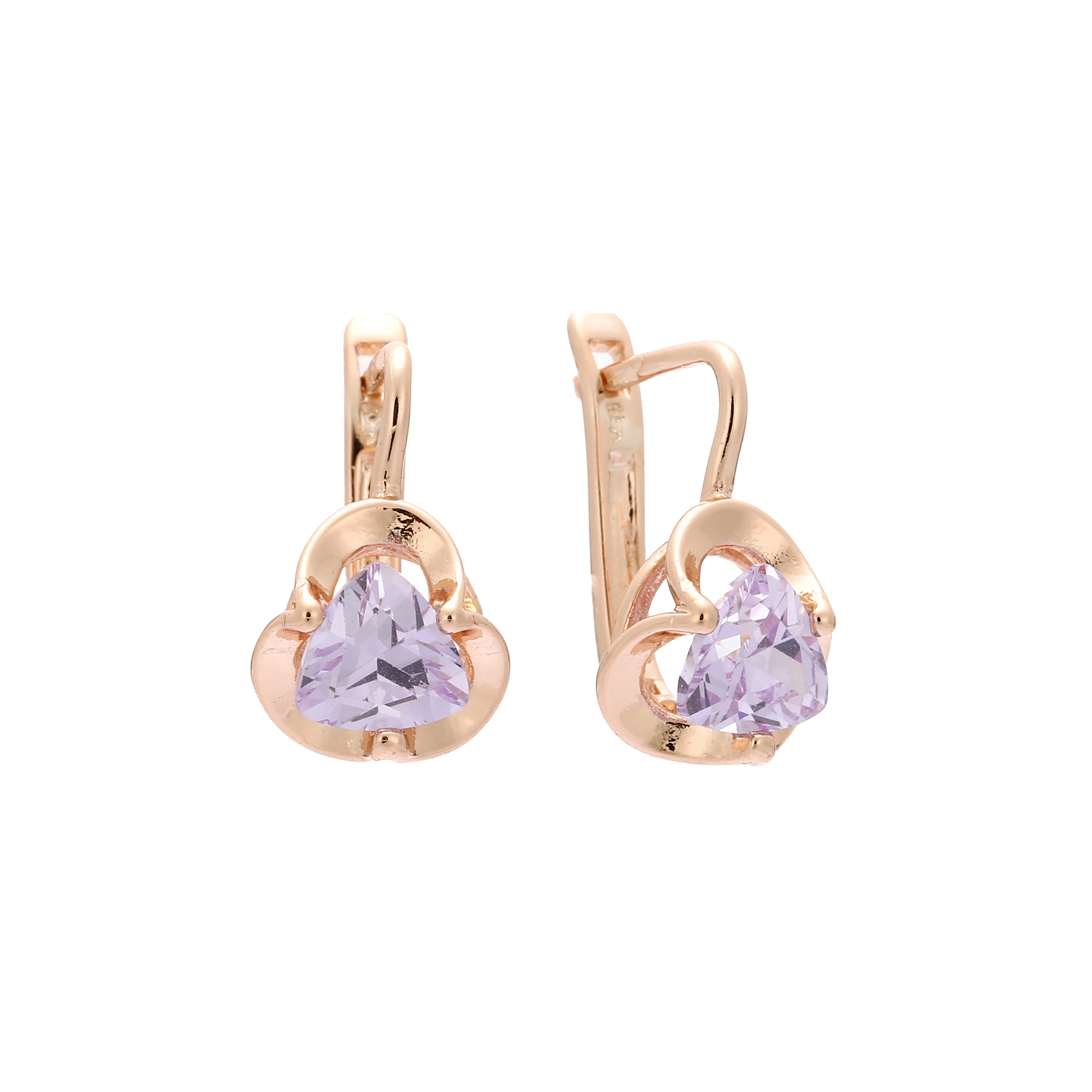 .Rose Gold clawed solitaire white CZ earrings