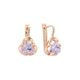 .Rose Gold clawed solitaire white CZ earrings