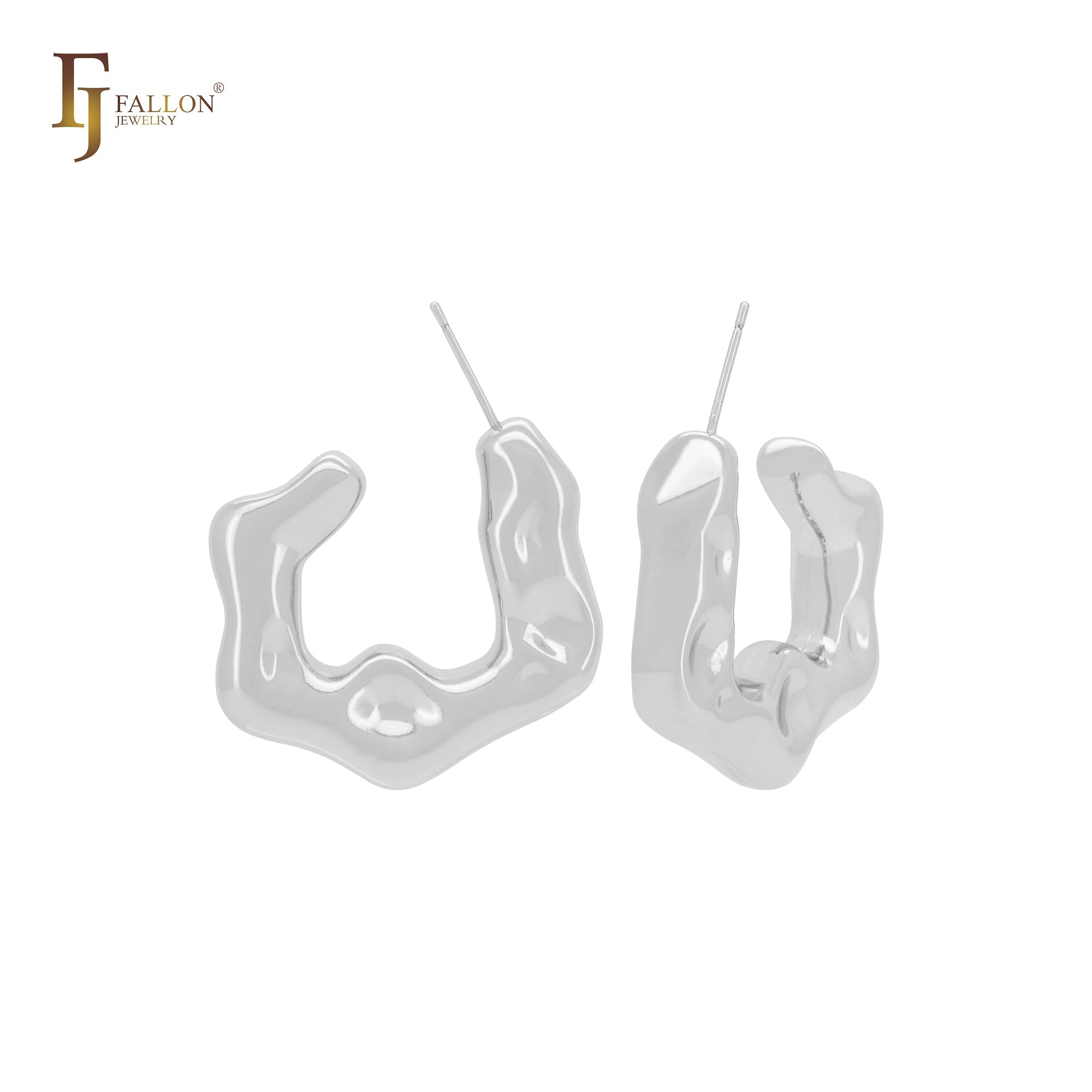 Star irregular shaped C Hoop 14K Gold, Rose Gold, White Gold Stud Earrings