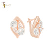 Cluster White CZs Rose Gold two tone Clip-On Earrings