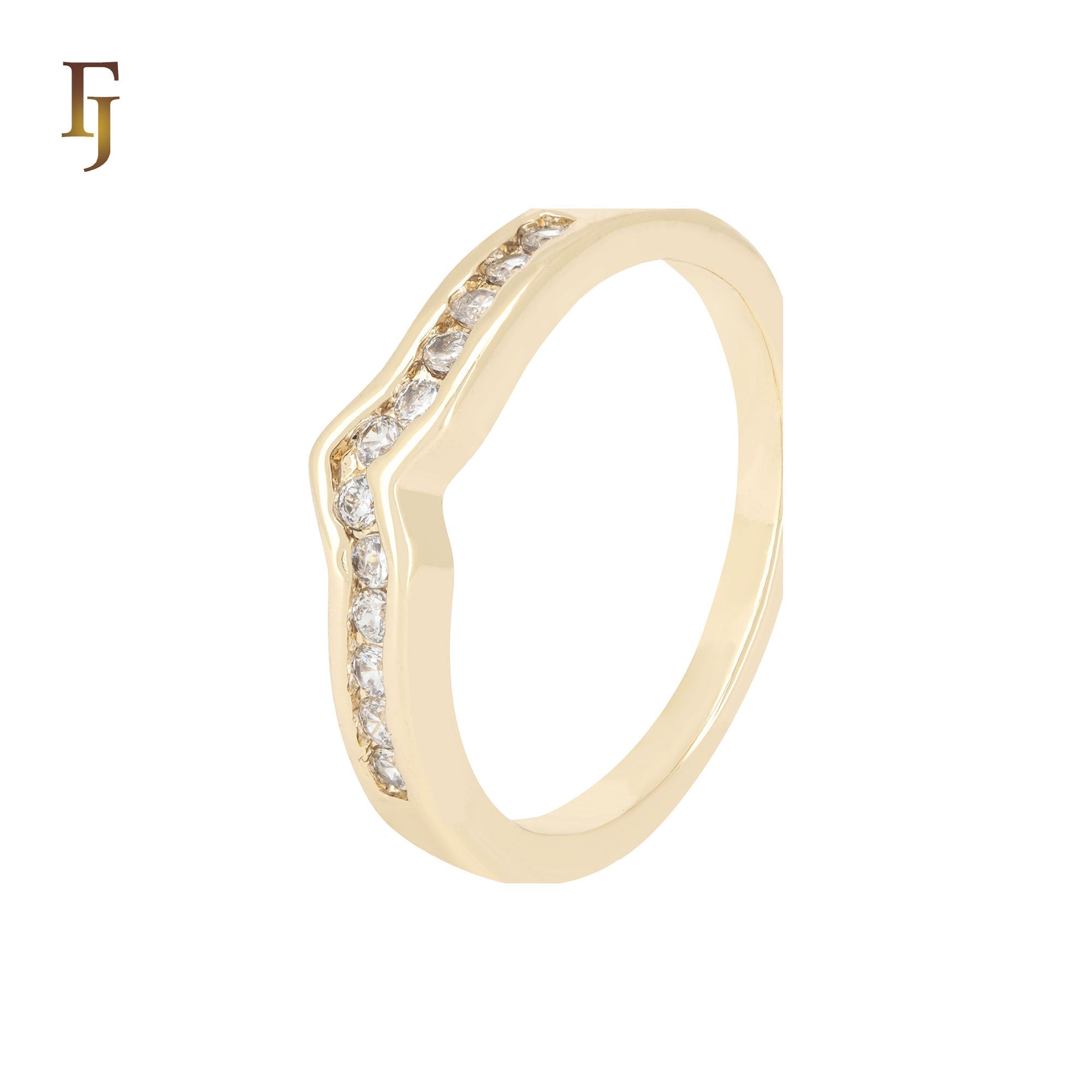 Cluster white CZs 14K Gold Wedding Set Rings