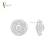 Rounded plate of five beads shaped 14K Gold, Rose Gold, White Gold Stud Earrings