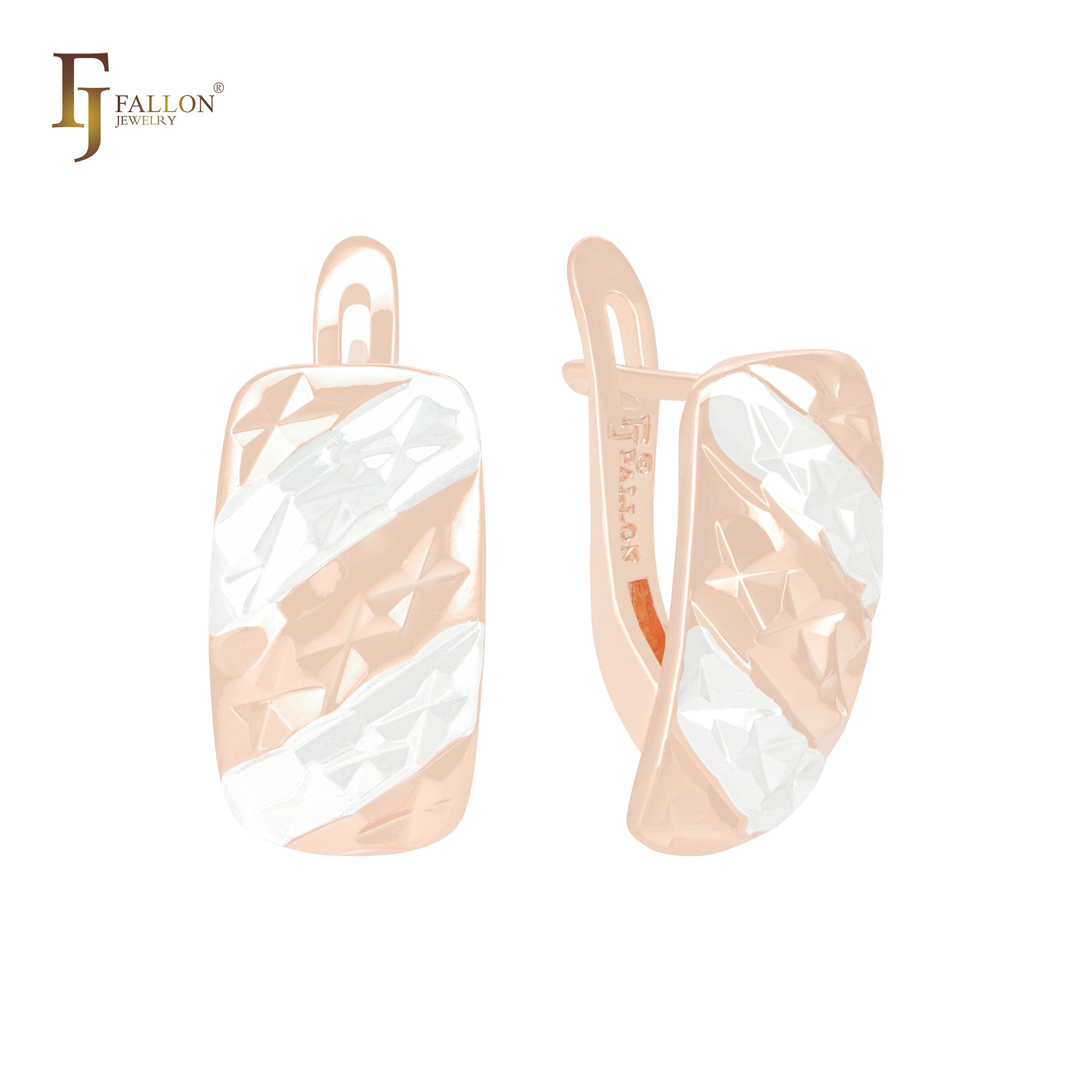 Star hammered oval cushion shaped Rose Gold two tone, 14K Gold two tone Clip-On Earrings