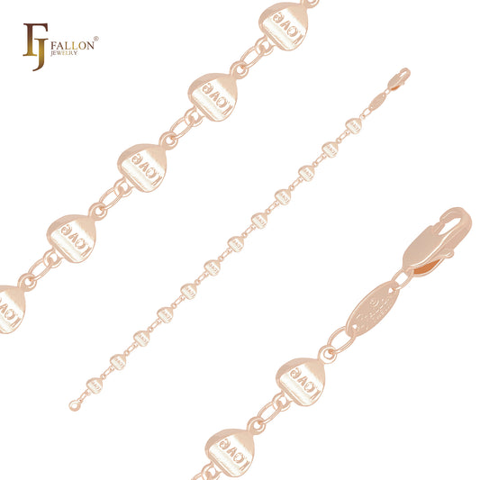 Heart of love link Rose Gold Bracelets Chain