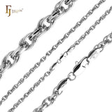 Cable Rolo Rope-Ketten mit Weißgold, 14-karätigem Gold und Roségold plattiert