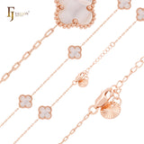 Pure white or black lucky Clover shape Rose Gold paperclip link braclets or chain