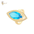Solitaire Maruquise Colorful CZ Greek Key Halo 14K Gold Open Fashion Rings