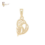 Colgante de oro de 14 quilates con textura de hojas y corazón