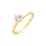 Anillos Solitario piedra redonda diseño liso en Oro 18K, Oro Blanco, Oro 14K, Oro Rosa con baño bicolor