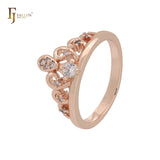Cluster white CZs 14K Gold, Rose Gold Crown rings