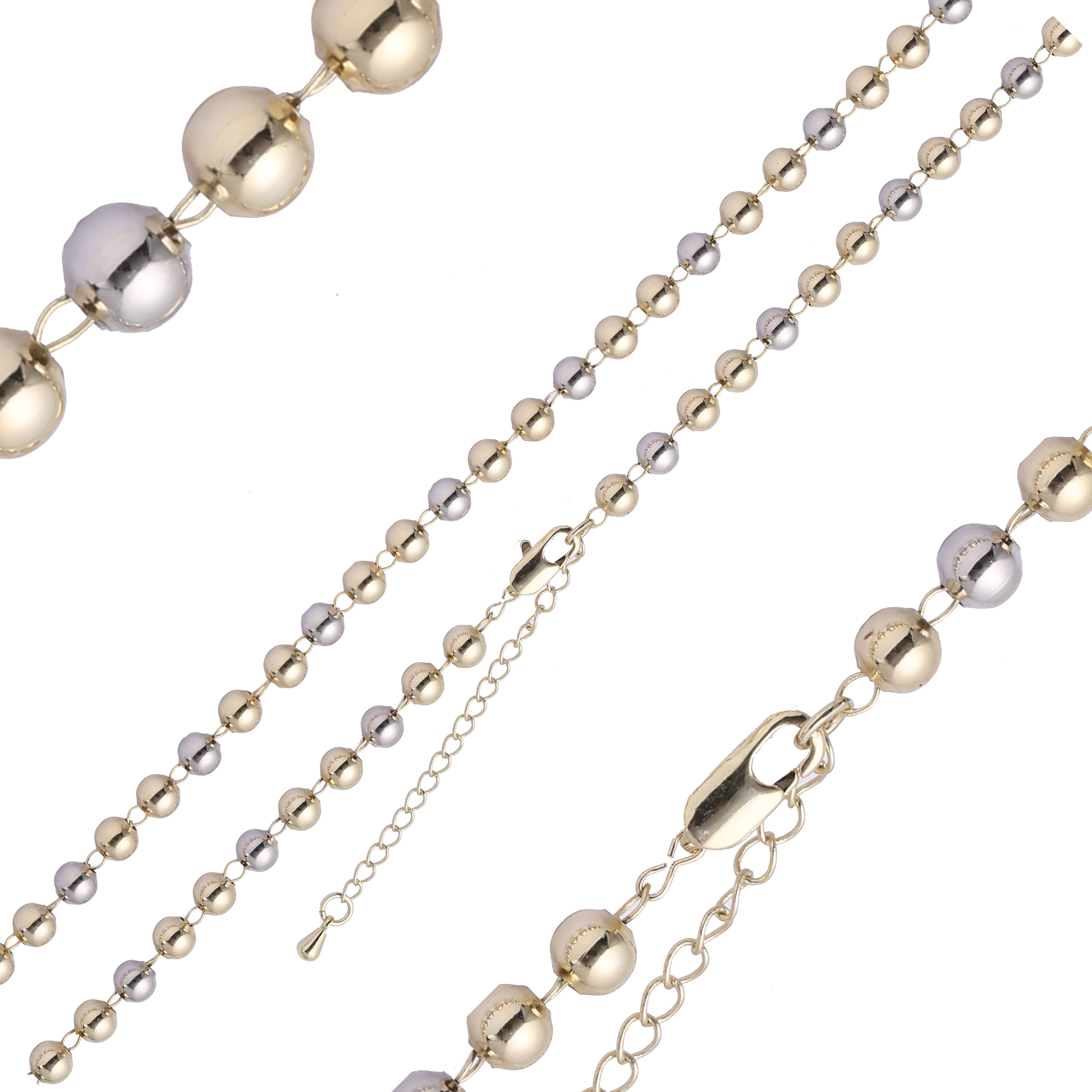 Classic bead chains plated in White Gold, 14K Gold, Rose Gold, two tone, three tone