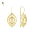 Marquise Greek Key Beaded Eye 14K Gold Wire Hook Earrings